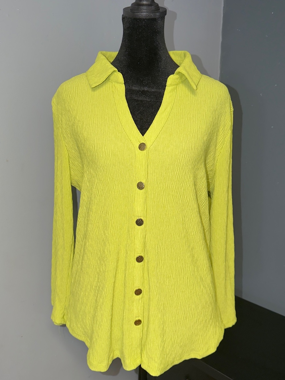 Women's Neon Yellow Button-Down Collared Shirt